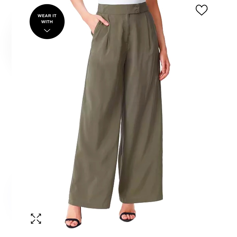 Jessica Simpson, high-rise, wide leg, pleated green pant size 14